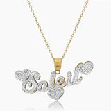 Heart Name Necklace 18K Double Plated Pendant Choker Gift
