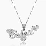 Heart Name Necklace 18K Double Plated Pendant Choker Gift