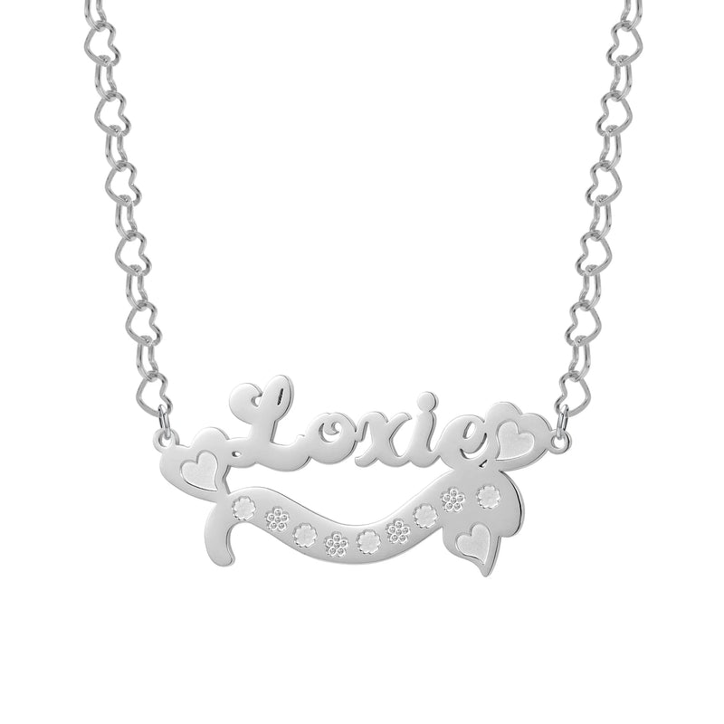 Two Tone Personalized Name Necklace with Heart Charm