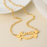 Two Tone Personalized Name Necklace with Heart Charm