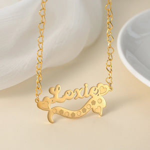 Two Tone Personalized Name Necklace with Heart Charm
