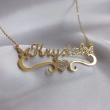 Heart Butterfly Name Necklace Personalized Pendant