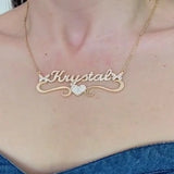 Heart Butterfly Name Necklace Personalized Pendant
