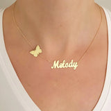 Personalized Name Necklace with Heart Butterfly Pendant