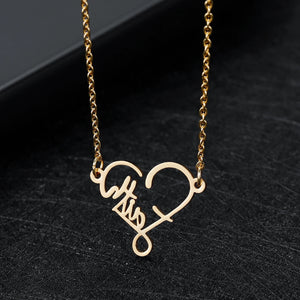 Name Necklace With Heart Pendant Stainless Steel for Women Birthday Gift