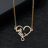 Name Necklace With Heart Pendant Stainless Steel for Women Birthday Gift