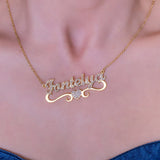 Personalized Name Necklace with Heart Stainless Steel Pendant for Women