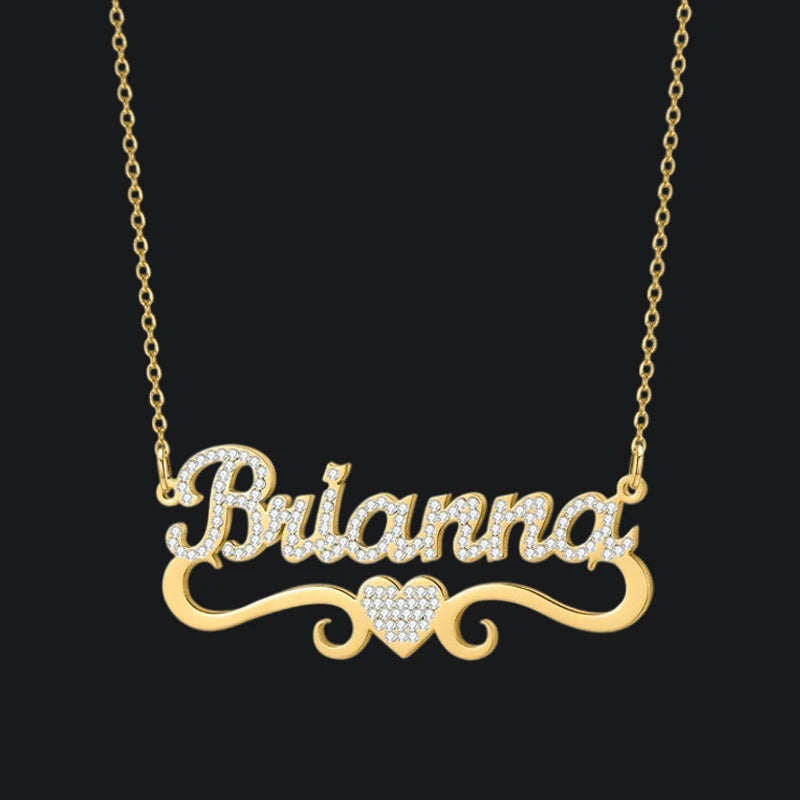 Personalized Name Necklace with Heart Stainless Steel Pendant for Women