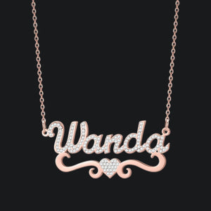 Personalized Name Necklace with Heart Stainless Steel Pendant for Women