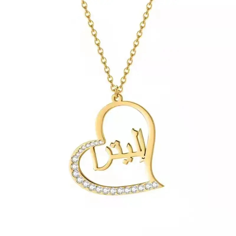 Personalized Name Necklace With Heart Stainless Steel Choker
