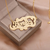 Custom Name Necklace with Heart 18K Plated Pendant for Women