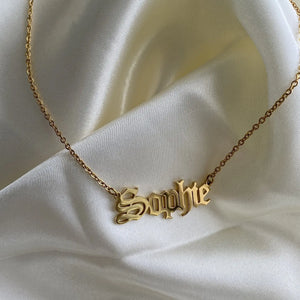 Custom Old English Name Necklace - Stainless Steel Personalized Jewelry