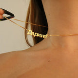 Name Necklace Stainless Steel Box Chain Personalized Letter Necklace
