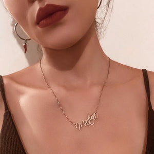Name Necklace Stainless Steel Box Chain Personalized Letter Necklace