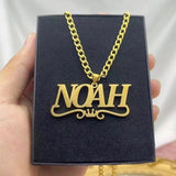 Custom Name Necklace for Men Women Stainless Steel Personalized Letter Thick Cub