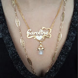 Crystal Zircon Name Necklace Stainless Steel Jewelry Gift