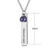 Personalized Rectangle Plate Necklace with Birthstone for Women Men