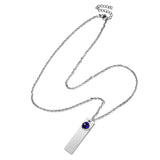 Personalized Rectangle Plate Necklace with Birthstone for Women Men