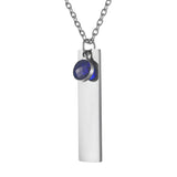 Personalized Rectangle Plate Necklace with Birthstone for Women Men