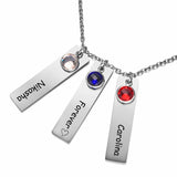 Personalized Rectangle Plate Necklace with Birthstone for Women Men