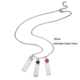 Personalized Rectangle Plate Necklace with Birthstone for Women Men
