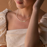 Personalized Name Necklace with Pearl Paper Clip Chain Jewelry