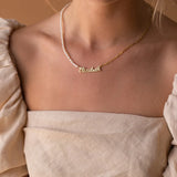 Personalized Name Necklace with Pearl Paper Clip Chain Jewelry