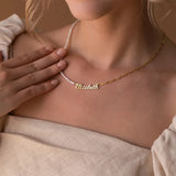 Personalized Name Necklace with Pearl Paper Clip Chain Jewelry
