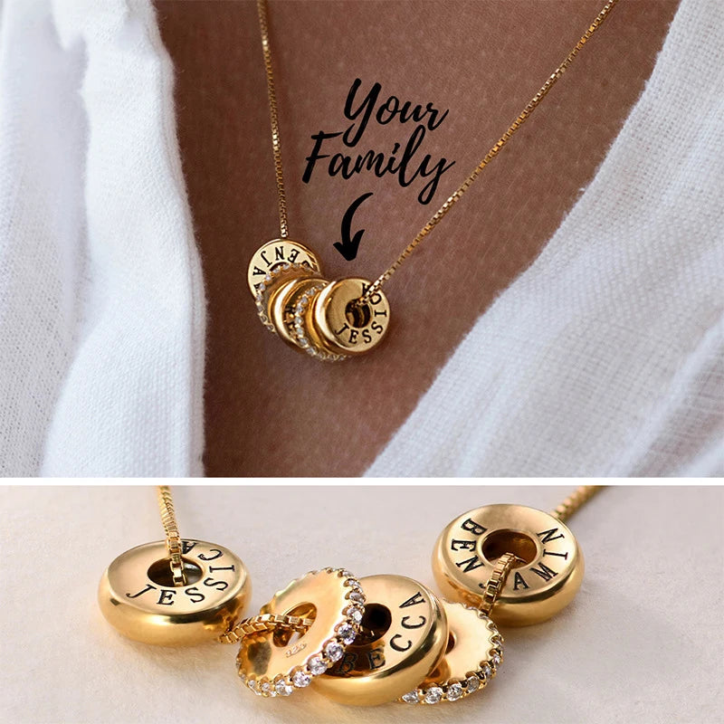 Personalized Crystal Circle Beads Name Necklace for Women
