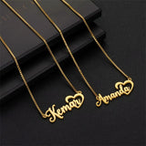 Heart Name Necklace Personalized Letter Stainless Steel Chain