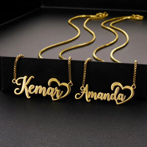 Women's Personalized Heart Name Necklace - Stainless Steel Chain