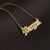 Personalized Old English Letter Pendant Name Necklace for Women