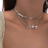 Personalized Name Necklace Stainless Steel Cuban Chain Choker