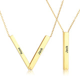 V Shape Name Necklace for Women Stainless Steel Personalised Gift