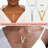 V Shape Name Necklace for Women Stainless Steel Personalised Gift