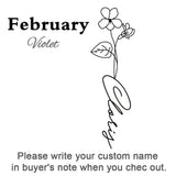 Personalized Birth Flower Name Necklace, Floral Necklace