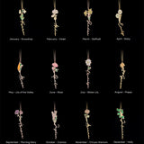 Name Necklace Birth Flower Vertical Letter Pendant Personalized Nameplate