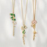 Name Necklace Birth Flower Vertical Letter Pendant Personalized Nameplate