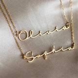 Name Necklace Cursive Stainless Steel Choker Mothers Gift