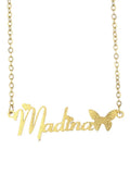 Butterfly Name Necklace Stainless Steel Chain Personalized Pendant