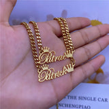 Crown Name Necklace Stainless Steel Choker Chain Jewelry Gift