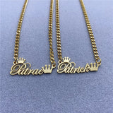 Crown Name Necklace Stainless Steel Choker Chain Jewelry Gift