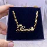Crown Name Necklace Stainless Steel Choker Chain Jewelry Gift