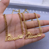 Crown Name Necklace Stainless Steel Choker Chain Jewelry Gift