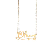 Cat Shape Name Necklace Stainless Steel Personalized Jewelry