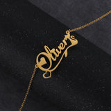 Cat Shape Name Necklace Stainless Steel Personalized Jewelry