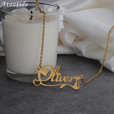 Cat Shape Name Necklace Stainless Steel Personalized Jewelry