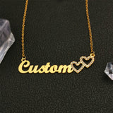 Personalized Name Necklace with Diamond Heart Stainless Steel for Women