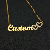 Personalized Name Necklace with Diamond Heart Stainless Steel for Women