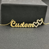 Personalized Name Necklace with Diamond Heart Stainless Steel for Women